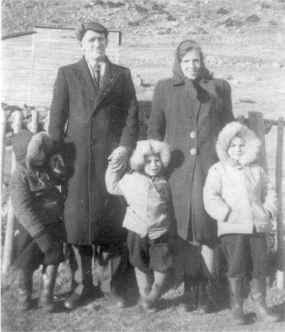 647: Michael Lambe, his wife Julia Carroll, their son Victor (right), and Francis Norman (left) and Michael Norman (center).  (circa 1949) [courtesy of Julia (Carroll) Best]  - Michael son of James Lambe &amp;amp; Anastasia Whiffen; Julia daughter of William Carroll &amp;amp; Ellen Norman;  Francis and Michael sons of Patrick Norman &amp;amp; Anastasia Lambe